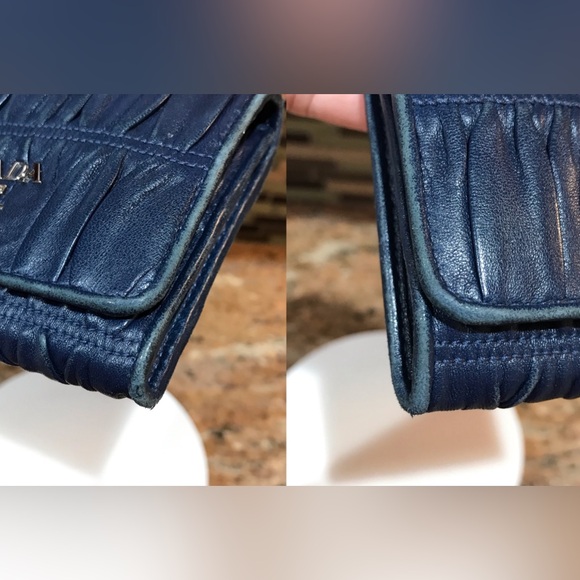 PRADA Gathered Lambskin Leather Trifold Wallet πππ₯ - Picture 16 of 17